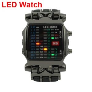 Legal 21 colorido LED digital de pulso binário Black Watch